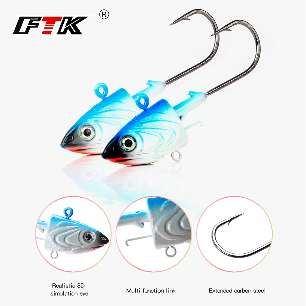 FTK 2PCS Jig Head Fishing Hook - Fishing Lure Soft Plastic review and price